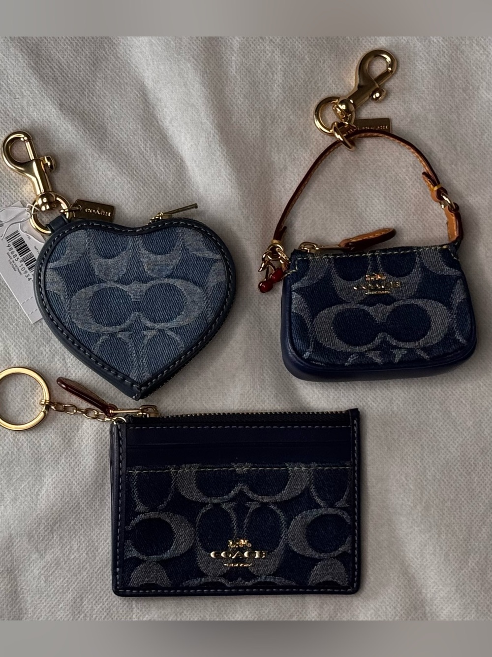 Coach Heart Bag Charm, Keychain Wallet, Nolita Purse Bag Charm Signature Denim